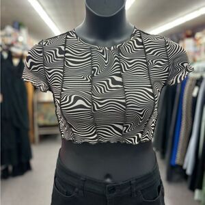 Divided ladies S black/white crop top
